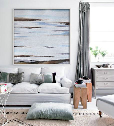 Abstract Painting Extra Large Canvas Art,Oversized Abstract Landscape Painting,Oversized Art,Brown,White,Blue.etc